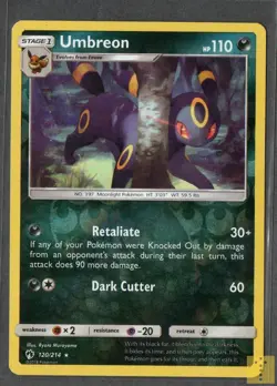 Umbreon 120/214 Reverse Holo Rare Lost Thunder Pokemon Near Mint - Image 1
