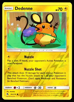 Dedenne 84/214 Common Lost Thunder Pokemon Reverse Holo Near Mint - Image 1