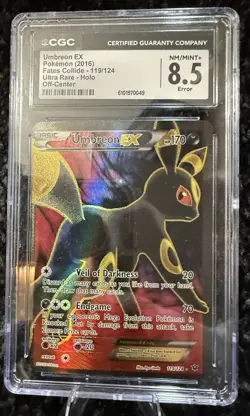CGC 8.5 Umbreon EX 119/124 Fates Collide 2016 Holo Full Art Ultra Rare Error - Image 1