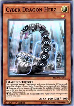 Yugioh Cyber Dragon Herz MP19-EN086 Super Rare 1st Edition NM - Image 1