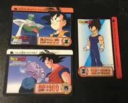 Dragon ball z cards 90s vintage Bandai Japanese 3 card lot Goku, Vegeta, Goten - Image 1