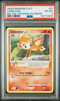 Pokemon Card Chimchar 57/100 Countdown Calendar Snowflake Promo PSA 6 EX-MT - Image 1