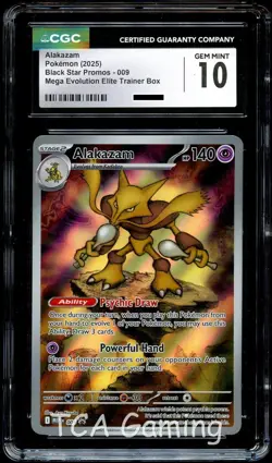 CGC 10 GEM MINT Alakazam 009 MEP Illustration HOLO ETB PROMO MEP009 Pokemon Card - Image 1