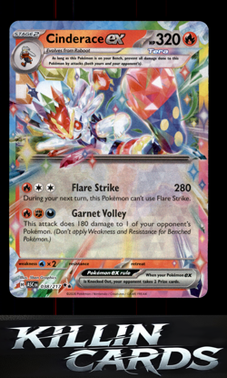 Cinderace ex 038/217 Pokemon Double Rare ME: Ascended Heroes Card NM - Image 1