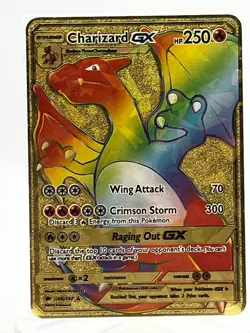 New Charizard Wing Attack VMAX Gold Metal POKEMON Card Collectible Gift Display - Image 2