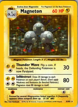 1999 Pokemon Base Set Magneton Holo 9 102 WOTC Vintage Trading Card - Image 2