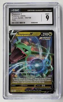 CGC 9 Rayquaza V 100/159 Crown Zenith Holo Pokemon Card - Image 1