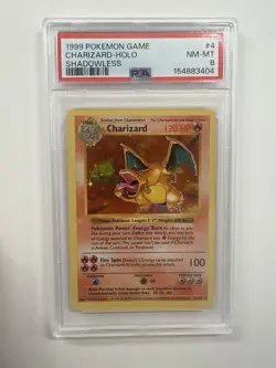 Pokemon TCG 1999 Charizard Holo Shadowless Base Set PSA 8 4/102 English - Image 1