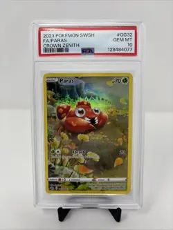 Pokemon Paras GG32/GG70 Full Art Holo Ultra Rare Crown Zenith PSA 10 English - Image 1