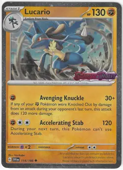 Lucario Scarlet & Violet STAMP 114/198 Promo Pokemon TCG NM - Image 1