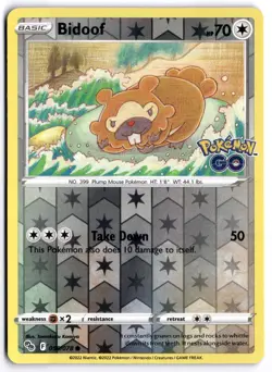 Pokemon Go Bidoof Reverse Holo #59 Near Mint - Image 1
