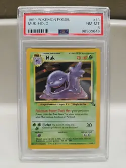 1999 Pokemon TCG Fossil Muk Holo Rare Card PSA Graded 8 - Image 1
