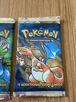 1999 Pokemon Base Set Unlimited Booster Pack Factory Sealed Lot Art Set 3 Packs - Image 4
