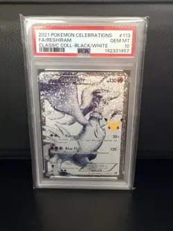 PSA 10 Reshiram 113 Pokemon Celebrations Classic Collection Holo Graded Card - Image 1