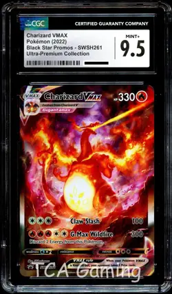CGC 9.5 MINT+ Charizard VMAX SWSH261 FULL ART HOLO 261 SWSH PROMO Pokemon Card - Image 1
