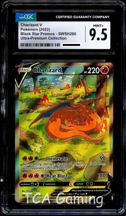 CGC 9.5 MINT+ Charizard V SWSH260 FULL ART HOLO 260 SWSH PROMO Pokemon Card - Image 1