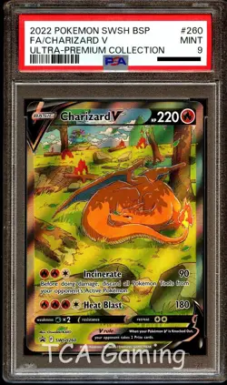 PSA 9 MINT Charizard V SWSH260 FULL ART HOLO PROMO Pokemon Card - Image 1