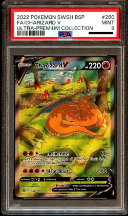 PSA 9 MINT Charizard V SWSH260 FULL ART HOLO PROMO Pokemon Card - Image 2