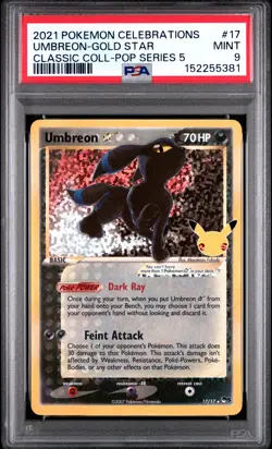 UMBREON GOLD STAR 17/17 PSA 9 CELEBRATIONS CLASSIC COLLECTION POKEMON ENGLISH - Image 1