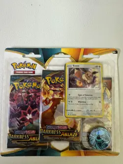 DARKNESS ABLAZE BLISTER 3 PACK EEVEE PROMO HOLO - FACTORY SEALED NEW - POKEMON 820650807169 - Image 1