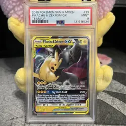 PSA 9 Pikachu & Zekrom GX 33/181 Holo Team Up 2019 Pokemon - Image 1