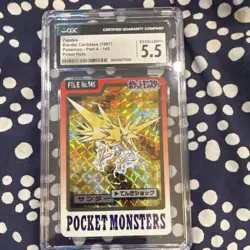 Bandai CGC 5.5 Zapdos 1997 Carddass Pokemon Part 4 #145 Japanese Prism - Image 1