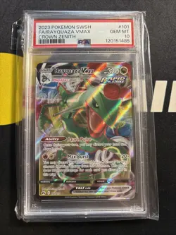 2023 POKEMON SWORD & SHIELD CROWN ZENITH #102 FULL ART/RAYQUAZA VMAX PSA 10 - Image 1