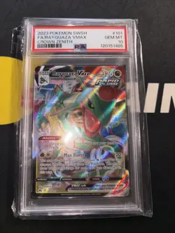 2023 POKEMON SWORD & SHIELD CROWN ZENITH #102 FULL ART/RAYQUAZA VMAX PSA 10 - Image 2