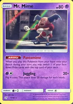 Mr. Mime 11/18 Rare Detective Pikachu Pokemon Holo Near Mint - Image 1