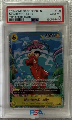 Bandai One Piece Monkey D. Luffy OP07-109 Two Legends Treasure Rare Foil PSA 10 - Image 1