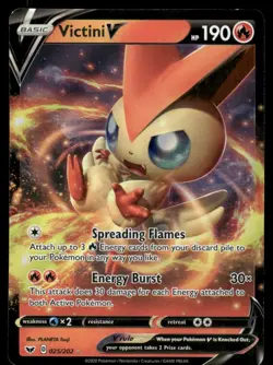 Pokemon Cards Victini V 025/202 Sword & Shield Holo Rare V NM - Image 1