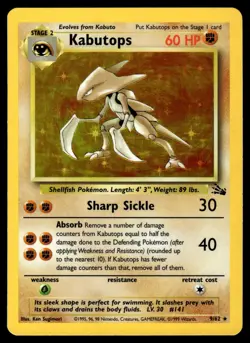 Kabutops 9/62 Holo Rare Fossil Pokemon Lightly Played - Image 1