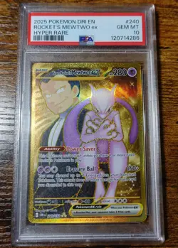 Team Rocket's Mewtwo ex 240/182 PSA 10 Hyper Rare Destined Rivals Pokemon Card - Image 1