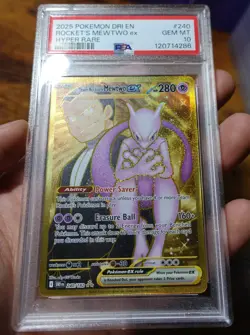 Team Rocket's Mewtwo ex 240/182 PSA 10 Hyper Rare Destined Rivals Pokemon Card - Image 3