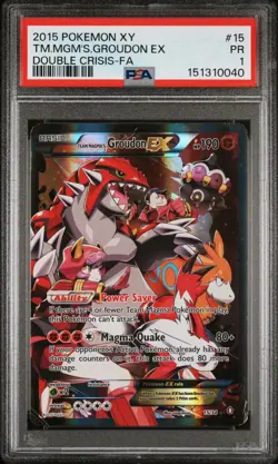 PSA 1 2015 Pokemon XY Double Crisis Full Art Team Magma's Groudon EX 15/34 Holo - Image 1