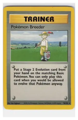 Pokemon Breeder Unlimited Rare Base Set (Shadowless) 076/102 LP - Image 1
