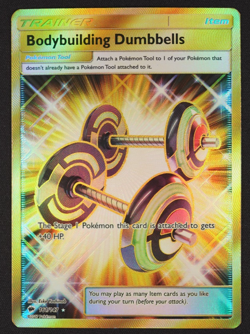 2017 Bodybuilding Dumbbells 161/147 Burning Shadows Pokemon TCG Card GOLD - Image 1