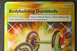 2017 Bodybuilding Dumbbells 161/147 Burning Shadows Pokemon TCG Card GOLD - Image 3