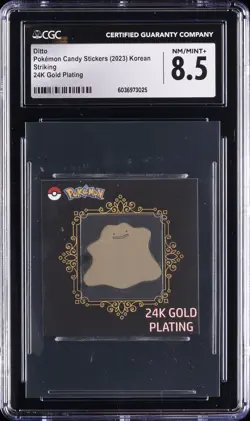 2023 POKEMON CANDY STICKERS KOREAN STRIKING, 24K GOLD PLATING DITTO CGC 8.5 - Image 1