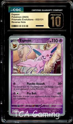 CGC 10 PRISTINE Espeon 033/131 REVERSE HOLO Prismatic Evolutions Pokemon Card - Image 1