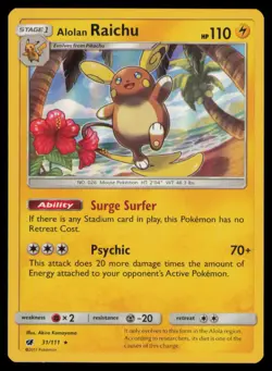 Alolan Raichu 31/111 Holo Rare Crimson Invasion Pokemon Holo Near Mint - Image 1