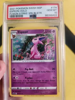 2021 Espeon SWSH174 Fusion Strike Black Star Promo Holo Blister PSA 10 Pokemon - Image 1
