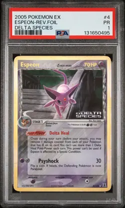 2005 POKEMON EX DELTA SPECIES #4 ESPEON-REVERSE FOIL PSA 1 - Image 1