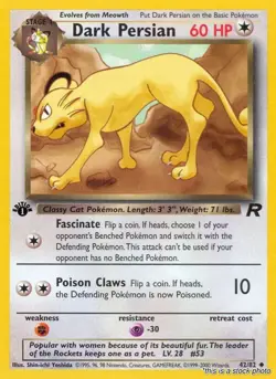 Pokemon Dark Persian Team Rocket 42/82 1st Edition Uncommon NM - Image 1