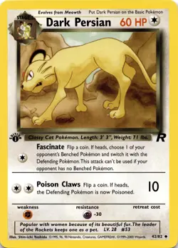 Pokemon Dark Persian Team Rocket 42/82 1st Edition Uncommon NM - Image 2