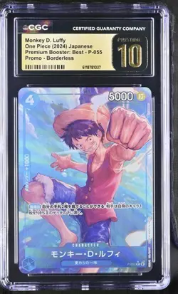 CGC 10 PRISTINE ONE PIECE 2024 Monkey D Luffy P-055 PRB-01 Borderless Jpn - Image 1