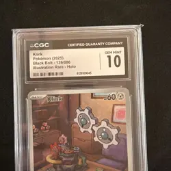 2025 POKEMON BLK EN-BLACK BOLT ILLUSTRATION RARE #139 KLINK CGC GEM MINT 10 - Image 3