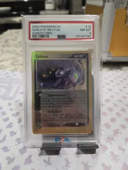 2003 Pokemon Sableye Reverse Foil Sandstorm #10 PSA 8 - Image 1
