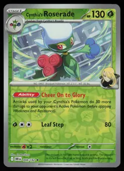 Cynthia's Roserade 008/182 Rare Destined Rivals Pokemon Reverse Holo Near Mint - Image 1