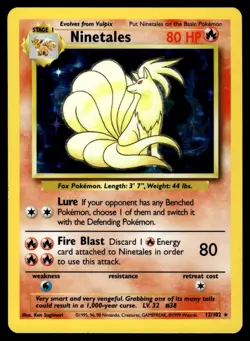 Ninetales 12/102 Holo Holo Rare Base Set Unlimited Pokemon Lightly Played - Image 1